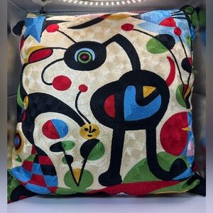 Embroidered Modern Art Abstract Art Pillow Cover. Insert not included. 20”x20”